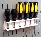 Wall Control Screwdriver Holder Bracket Slotted Metal Pegboard Accessory Slotted Tool Board - White