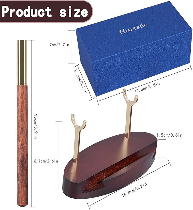 Htoxsdc Pen Holder Desk Organizers and Accessories Desk Decor ，Exquisite Wooden Pen Holder ，with a Cool Pen and Two Refills for Office and Home (Style C)