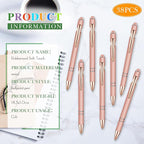 Zonon 38 Pieces Rubberized Ballpoint Pen with Stylus Tip Stylish Metal Pen Capacitive Styli with Soft Rubberized Grip, Black Ink for Most Devices(Rose Gold)
