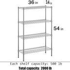 Regal Altair 14" Deep x 36" Wide x 54" Height Wire Shelving Kit | 4-Tier | NSF Commercial Storage Rack Unit