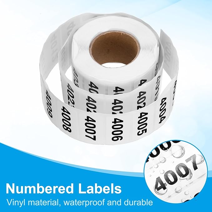 PATIKIL 0.8 x 1.6 Inch Inventory Number Sticker, 1 Roll 4001 to 5000 Consecutive Number Labels Self-Adhesive Labels Tag 1000 Stickers for Office Warehouse Numbering Classification, Black