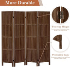 Leesinwing Wood Room Divider 4 Panel Folding Privacy Screen, Classic 5.6Ft Indoor Wooden Partition, Portable Partition Wall Divider for Room Separation, Home, Office, Bedroom, Restaurant (Brown)