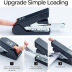 M&G Effortless Stapler 50 Sheet Capacity One-Touch Stapling, Heavy Duty Desktop Stapler Includes 1000 Staples and Remover, Portable Handheld Staplers for Home Office (Black)