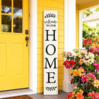 Welcome Sign for Front Porch, 47" Large Wooden Welcome to Our Home Sign Door Hanging Standing Plaque, Farmhouse Vertical Outdoor Porch Decorations for Yard Patio Entrance (White)
