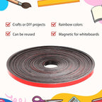 AmazingSpark Magnetic Tape Roll Thin Strips, 0.39 Inch x 66 Feet Magnetic Board Dividers Whiteboard Graphic Decorative Tape Marking Line for Classroom Office Art Accessories(Red)