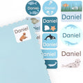 Large Name Labels for Kids (33) - Custom Stickers for Daycare and School Supplies - Durable, Waterproof Stickers for Water Bottles, Lunch Boxes, and More with Unique Designs - The Sea