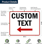 Custom Arrow,Custom Directional Sign, Left Arrow,24x30 Inches, 55 mil thick HDPE (high density polyethylene) Made in USA by My Sign Center