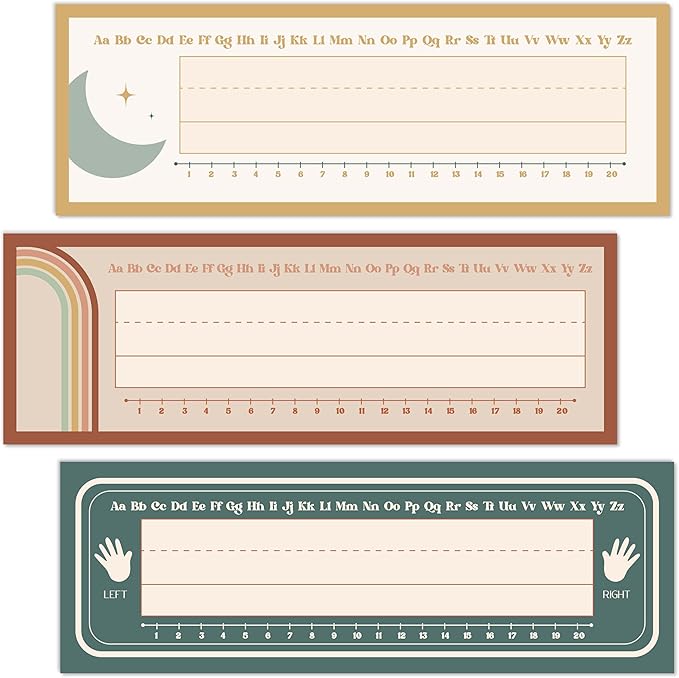Name Tags for Desks, Retro Students Name Plates, Boho Rainbow Labels for School Classroom, Teaching Supplies, Back to School Decor, 30 Pack (10)