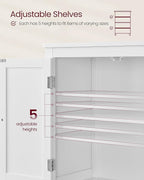 VASAGLE Floor Storage Cabinet, Freestanding Storage Unit with 4 Doors, Adjustable Shelves, 11.8 x 23.6 x 43.3 Inches, for Entryway, Bathroom, White UBBC552P31