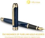 MCNTEIK 317 Fountain Pen,Stunning Luxury Piano Lacquer,18K Gilded Nib(Fine),Gorgeous 24K Gold Finish, Ink Converter,Best Gift for Men&Women-Elegant,Executive,Nice Pens for Writing, BU-F