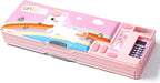 Ristpal Pop Up Multifunction Pencil Case, Cute Cartoon Pen Box Organizer Stationery with Calculators, Sharpener, Schedule, School Supplies, Best Birthday Gifts for Kids Teens (Pink)