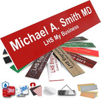 Engraved Door Signs for Office Personalized Red Plastic Door Plaque White Letters - Made in USA 2x6 B7