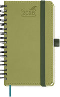 BEZEND Pocket Calendar 2026 Weekly and Monthly (3.5" x 6" Spiral) Small Daily Planner for Purse (Jan-Dec) with Notes & Expenses, Inner Pocket, Pen Holder, Vegan Leather Softcover - Kiwi