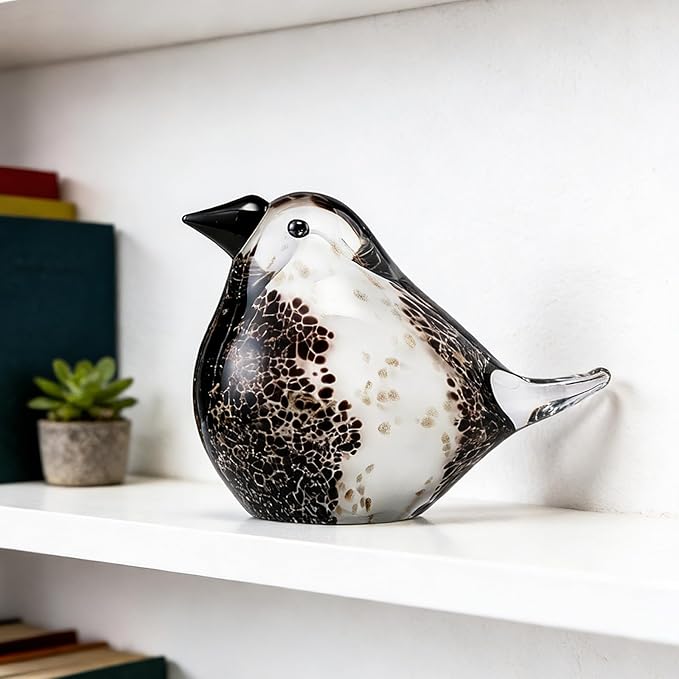 ORRFIDDY Blown Glass Birds - Glass Art Bird Decor, Hand Blown Glass Animal Figurines Paperweight for Home Shelf Decor