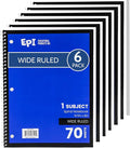 EPI Spiral Notebook | Wide - 70 Sheets, Durable Spiral Binding | 10.5 x 8 in | Classroom Supplies | School, Office, Note Taking, Journaling - 6 Pack