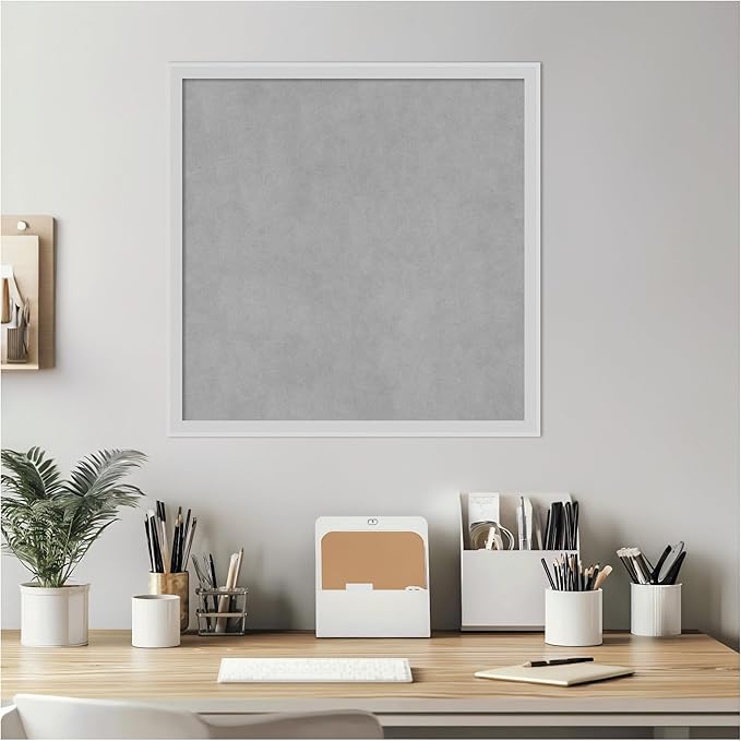 Amanti Art Silver Framed Magnetic Board 21x21 Medium Vision Board for use with Magnets, 100% Metal Sheet to Display Items as Office Decor or for Home Organization in mudroom, Kitchen or Kids Room