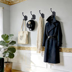 4 Pcs Black Coat Hooks Wall Mount, Matte Metal Hat Hooks for Entryway, Cubicle, Mudroom, Bathroom, Heavy Duty Vintage Decorative Wall Hooks for Towel, Key, Robe, Backpack, Purse, Bag, Clothes, Jacket