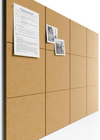 Bumusty Large Cork Board 47"x35" Alternative - 12 Pack Felt Wall Tiles with 70 Safe Removable Adhesive Tabs, 30 Pushpins, Cork Boards for Walls Pin Board Tack Board Cork Board (Longan Yellow)