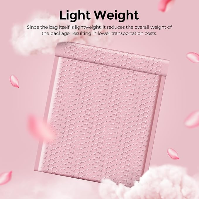 Metronic 500PC Bubble Mailers 8.5X12 Inch Light Pink Waterproof Padded Envelopes,Self-Seal Bubble Mailers Cushioning Bubble Envelopes for Shipping,Jewelry Makeup Supplies, Packaging Bulk