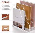 SANRUI Acrylic File Organizer, Compact Desk Organizer for Folders, Binders, Notebooks, Envelopes, Clear Magazine File Holder, 3 Section Bookshelf for School Home Office Organization, A4 Size