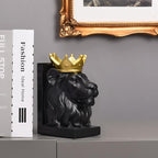 Kakizzy Book Ends Decorative, Lion Bookends for Shelves, Animal Book Stopper Decorative, Modern Book Ends for Heavy Books, Lion Figurines Statues Indoor, Unique Book Lover Gift(Black Lion)