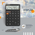 CATIGA 12 Digit Desktop Calculator with Large LCD Display, 4 Funtions Calculator, Round Design Big Button, Solar and Battery Dual Power, Standard Function for Office, Home, School, SD-1292
