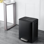 MilleLoom 30L/8 Gallon Trash Can - 2 x 4 Gal Dual Compartment Stainless Steel Kitchen Recycling Trash Can, Soft-Close Lid, Removable Plastic Inner Bucket, Double Waste Bin for Home Office - Black