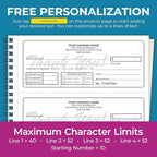 Custom 8.5" x 7" (3 Per Page) Carbonless NCR Books in 3-Part Triplicate Invoices, Receipts, Work Orders, Sales Orders, Purchase Orders, Estimates, Quote Forms with Your Company/Business Name (96 Sets)