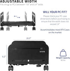 VIVO Large Computer Tower Desktop ATX-Case, CPU Steel Rolling Stand, 7.8 to 14 inch Wide Adjustable Mobile Cart Holder with Locking Caster Wheels, Gaming PC Holder, Black, CART-PC01L