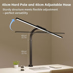 Desk Lamp with Clamp, LED Eye-Caring Clip on Desk Lights for Home Office, Tall Touch Control Dimmable Computer Light with Color Changing, 24W Brightest Architect Desktop Lamp for Screen, Black