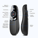 [Timer LCD Display] Wireless Presenter USB C Presentation Clicker Remote w Laser Pointer,Long Range Power Point Clicker Slide Clicker for Office Classroom Teacher