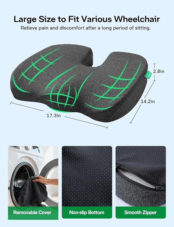 Medisana Gel Wheelchair Cushions for Pain Relief, GC 100B Seat Cushion for Tailbone, Sciatica, Back & Hip Support and Pressure Sore, Ergonomic Office Chair Cushion for for Seniors and Adults