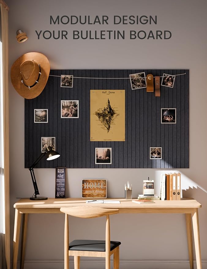 Fluxynara Large Felt Bulletin Board 36" x 24" Cork Board Alternative-6 Pack with 40 Safe Removable Adhesive Tabs, Cork Boards for Walls Cork Board for Home Office Classroom Pin Board-Navy Blue