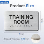 WAITING ROOM Signs with Raised Text & Grade 2 Braille, Brushed Aluminum/Silver Finish Easy Install with Double-Sided Tape, ADA Compliant Storage Room Door Sign for Businesses & Offices