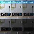 Peakeep Large Display Digital Alarm Clock for Bedrooms, Date Day of Week Calendar Desk Table Clocks for Living Room Office, Dimmable Plug in Electric Clock, 5 Volumes, Loud, Auto DST
