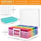 ALINK Photo Storage Box with Handle, 4" x 6" Photo Organizer Storage Container with 16 Inner Case and 1 Sheet Blank Labels for Pictures, Arts, Crafts, Sewing, Seeds, Office Supplies - Colored