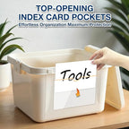 H4D 48 Pack Labels for Storage Bins, 4" x 6" Plastic Clear Adhesive Index Card Holders, Tote Label Pockets for Organizing Storage, Library Card, Shelves
