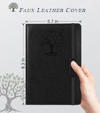 Biuwory Lined Journal Notebook for Women Men,256 Pages A5 Hardcover Leather Journals for Writing,Travel,Business,Work & School,College Ruled Notebooks for Note Taking,Diary Notepad 5.7"×8.3"(Black)
