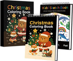 Fuxi Christmas Coloring Books for Kids Ages 8-12, 60 Sheets (73lb/120gsm) Blank Sketchbook + 50 Designs Blank Coloring Book, Coloring Supplies & Art Supplies for Kids.