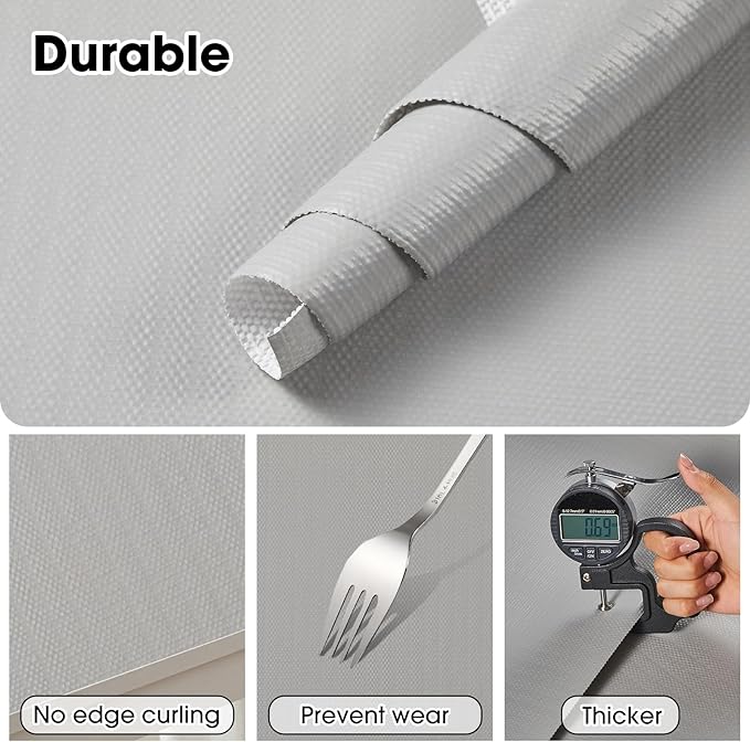 ALIUNI Drawer and Shelf Liner, Non-Slip Kitchen Cabinet Liners Non-Adhesive Thick Strong Grip Waterproof Washable Mats Protect Dresser Shelves Cupboard Bathroom Cabinets, Light Gray, 12 in X 30 FT