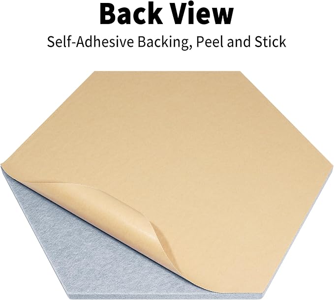 Fwpelt 12'' Medium Hexagon Cork-Bulletin Board Tiles Adhesive 10PCS 12x10 inch Frameless Sticky Corkboard Hex Felt Pin Board for Office-Wall Decor, Removable Hexagonal Tack Pinboard with 30 Pushpins