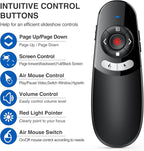 DINOSTRIKE 2 in 1 Type C and USB Presentation Clicker with Air Mouse Control, RF 2.4GHz Wireless Presenter Remote PowerPoint Clicker Slide Pointer Advancer for Computer Laptop Classroom Office