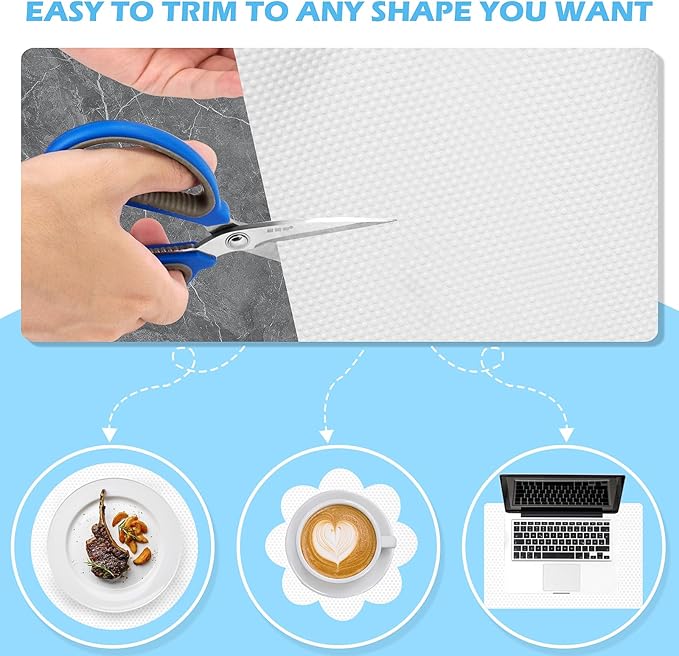MooiFun Drawer Liners, Waterproof Shelf Liner, Anti-Slip Non-Adhesive BPA Free Kitchen Cupboard Cabinet Liner Refridge Fridge Mats Sink Protector Strong Durable for Home (White/19.7in x 20Ft)