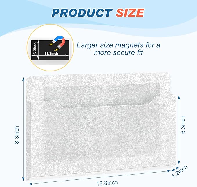 Feifeiya Magnetic Pocket File Holder Large File Folder Organizer Paper Mail Letters Holder Wall Hanging Office Supplies for Refrigerator Whiteboard Cabinets(13.8 x 8.3 Inch,Horizontal,Clear)