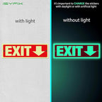 iSYFIX Exit Signs with Directional Down Arrow - 12 Pack 12x4 Inch Glow in the Dark for Business, School, Office, Warehouse - Durable 40 Mil Polystyrene, UV Laminated, Waterproof, Scratch & Fade Resistant