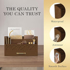 WISUCART Bamboo Mail Organizer Countertop Wood Desk Organizer Drawer Tabletop Storage Box Letter Sorter Makeup Organizer for School Home Office Supplies Brown