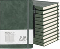 OnMove Notebooks Journal for Women Men 12 Pack Bulk Leather Hardcover with Pen Holder A5 160 Pages 100 GSM Thick Paper for Work School Lined Green