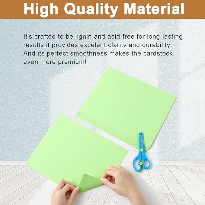 Silunkia 100 Sheets Light Green Cardstock 8.5 x 11 Certificates Paper, 200gsm/75lb Thick Card Stock Printer Paper for Cards Making, Thank You Card, Business Cards, Scrapbooking, Birthday Decorations
