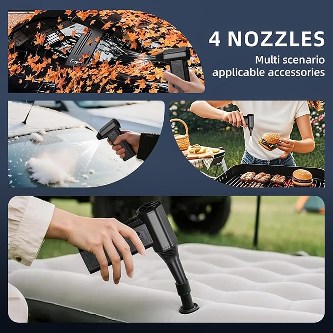 Novyllis Cordless Compressed Air Duster, 150000RPM Super Power Electric Air Duster, 3-Gear Adjustable Mini Air Blower for Computer, Keyboard, Outdoor, House and Car Cleaning