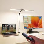 FAPEMIH Dual-Head LED Desk Lamp for Office Home, Adjustable Flexible Eye-Caring Desk Light, 5 Modes 10 Brightness Adjustment, USB Adapter Desk Lamp with Clamp-ST-B